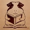 Adorable Guinea Pig Reading Book A cute guinea pig sitting in front of a book, enjoying its read.