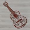 Musician's Ornate Guitar Illustration A stylized, ornate illustration of a guitar, suitable for music-themed designs.