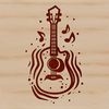 Free Music Clip Art Illustration A detailed illustration of a guitar with six strings and a body, suitable for vector art projects.