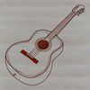 A detailed vector illustration of a guitar, suitable for graphic design and crafting projects.