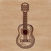 A high-resolution vector graphic of a guitar suitable for digital designs and cutting machines.