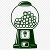 A simple vector illustration of a classic gumball machine with colorful balls and a coin slot.