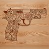 Illustrated vector design of a handgun, suitable for digital cutting machines or laser engraving.