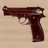 Vector art image of a handgun in a clipart style.