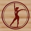 Female Gymnast in Action on Balance Beam A female gymnast in motion, performing a skill on the balance beam.