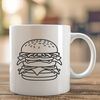 Free Vector Art - Cheesy Burger Icon A simple line drawing of a hamburger with patty, cheese, lettuce, tomato, and bun.