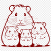 Line Drawn Hamster Clip Art A simple line-drawn hamster design suitable for DIY crafts and personal projects.