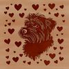 Sweet Small Breed Dog Portrait with Love Hearts Small breed dog portrait with love hearts surrounding its head, suitable for pet owners and animal lovers.