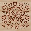 Fluffy Havanese Pup with Love Hearts A small breed dog with a fluffy coat, featured with love hearts surrounding its head.