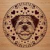 Lovely Havanese Dog Clip Art A small breed dog with a curly coat, surrounded by love hearts, posing with its head held high.