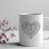Elegant Geometric Heart Design Geometric pattern of interconnected lines forming a heart shape in a mandala design.