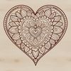An SVG vector art illustration of a love heart surrounded by symmetrical patterns in various colors.