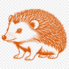 A detailed illustration of a hedgehog's body, highlighting its distinctive spines and facial features.