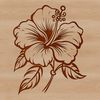 Exquisite Floral Illustration A detailed illustration of a single hibiscus flower with large, showy blooms and intricate details.