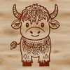 Lovely Highland Cow Breed Profile A standing Highland Cow, a breed of domesticated cattle known for their distinctive horns.