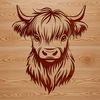 Stunning Highland Cattle Vector Illustration A Scottish Highland cow with distinctive horns and rugged coat, suitable for vector design.