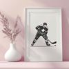 Hockey Player Silhouette in Motion An illustrated hockey player in mid-action on the ice.