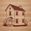 A simple house icon made from vector lines and shapes.