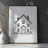 Clean Line House Design Simple house illustration with clean lines and basic architecture details.