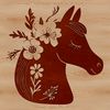 A stylized illustration of a horse in a floral pattern, suitable for vector design.