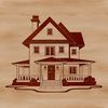 A simple, vector illustration of a residential building with a roof and windows.