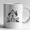 Simple Family Home Illustration A 2D illustration of a single-family home with a simple roof and windows.