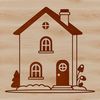 A simple 2D illustration of a residential house with a basic roof design.