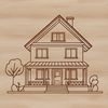 A vector graphic representation of a residential building for use in digital designs.