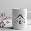 Simple House Illustration SVG A simple 2D illustration of a house with basic architectural features.