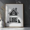 Line Drawing Residential House A simple line drawing of a residential building with a flat roof.