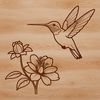 Whimsical Bird Perched on a Branch A vector design featuring a hummingbird perched on a branch surrounded by foliage.
