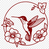 Floral Whimsy Hummingbird Illustration A colorful illustration of a hummingbird in flight, surrounded by floral elements.