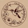 Whimsical Hummingbird among Blooms An SVG vector art design featuring a stylized hummingbird among flowers.