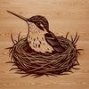 A colorful hummingbird perched on a branch, depicted as a vector design.