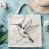 A brightly colored hummingbird in flight, designed as a vector graphic.