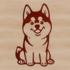 A Siberian Husky sitting on its haunches, depicted in vector format.