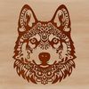 Stunning Siberian Husky Portrait Vector Close-up illustration of a Siberian Husky's head with intricate features.