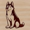 A Siberian Husky dog sitting on its hind legs.