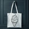 Vector Art Dessert Graphic A colorful illustration of a cone with a scoop of ice cream on top, designed as a digital clip art vector graphic.