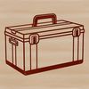 Digital Toolbox Vector Graphic A digital illustration of a toolbox with various tools and equipment neatly organized inside.