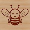 A simple line drawing illustration of a cute bee insect animal.