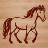 A simple line drawing of a horse standing upright in a playful pose.