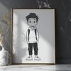 Colorful Boy Illustration A young boy with a smiling face, depicted in a simple yet colorful style.
