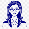 A simple illustration of a female teacher with a kind expression, suitable for educational materials and vector art designs.