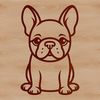 A simple line drawing of a sitting French Bulldog, a popular breed of domesticated dog known for its affectionate nature.