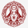 A stylized illustration of a heart with floral details, suitable for religious purposes.