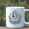Floral Heart Ornament Vector Art An intricately detailed vector image of the Immaculate Heart, featuring floral motifs in a religious context.