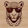 Fierce Feline Fashionista A stylized illustration of a jaguar wearing sunglasses, depicted in vector format.