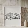 Wildlife SVG Graphic - Jaguar Illustration A sleeping big cat with a distinctive coat pattern, depicted as a vector graphic.