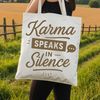 A stylized illustration of a quote about karma in a minimalist style.